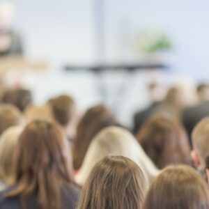 Audience listening to keynote speaker